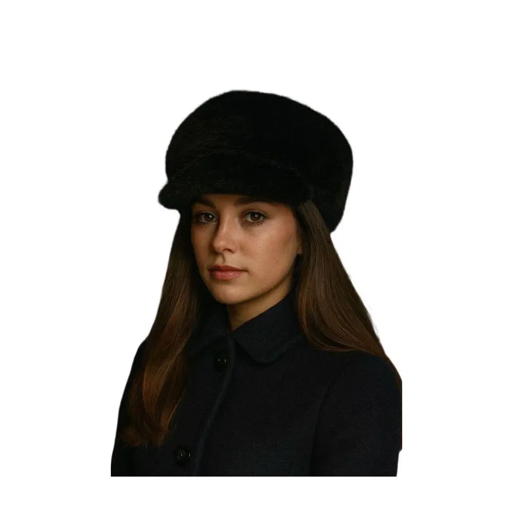 Vintage 1960’s Mod paperboy style faux fur cap.